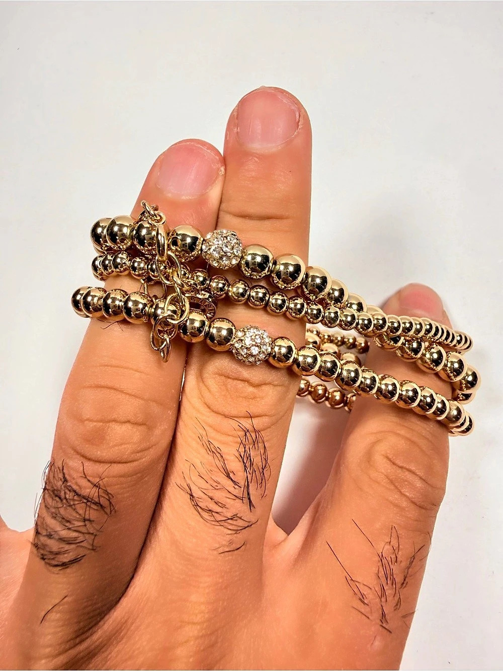 Gold-Tone Beaded Bracelet Set Like New